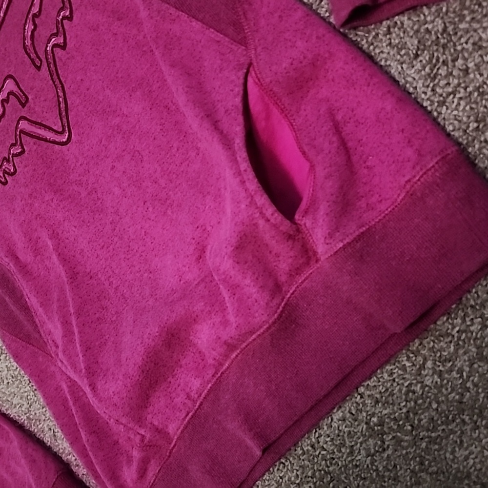 FOX RACING Magenta Pink Women's SweaterShirt Pull Over Pouch Pocket - Picture 3 of 7